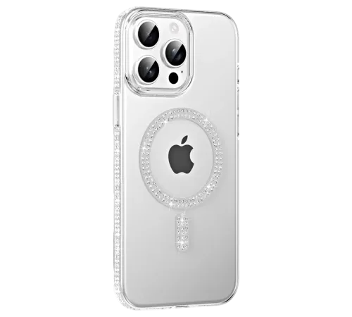 Apple iPhone 15 Pro Move Taşlı Magsafe Kapak - Natural Grey