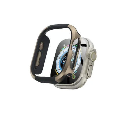 Apple Watch Ultra 49mm MO-WT3 Alüminyum Camlı Kasa Ekran Koruyucu - Gold