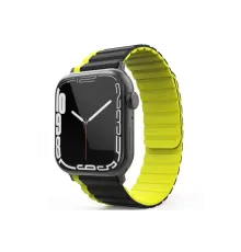 Apple Watch 42mm MO-WB1 Çift Renk Mıknatıslı Silikon Kordon - Siyah-Sarı