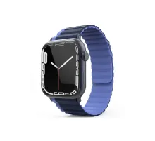 Apple Watch 42mm MO-WB1 Çift Renk Mıknatıslı Silikon Kordon - Lacivert-Mavi