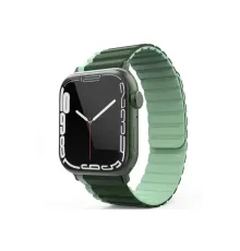 Apple Watch 42mm MO-WB1 Çift Renk Mıknatıslı Silikon Kordon - Koyu Yeşil-Açık Yeşil