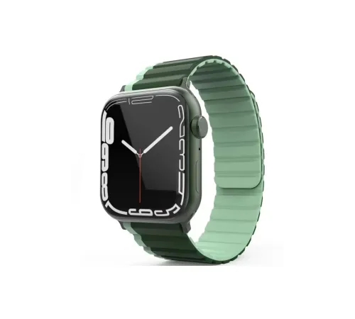 Apple Watch 42mm MO-WB1 Çift Renk Mıknatıslı Silikon Kordon - Koyu Yeşil-Açık Yeşil
