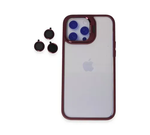 Apple iPhone 14 Pro Kılıf Roblox Lens Standlı Kapak - Bordo