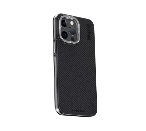 Apple iPhone 15 Pro Kılıf Aramid 600D Kevlar Karbon Fiber Magsafe Kapak - Gri