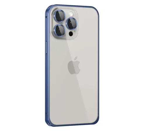 Apple iPhone 15 Pro Metal Bumper Mat Kapak - Lacivert