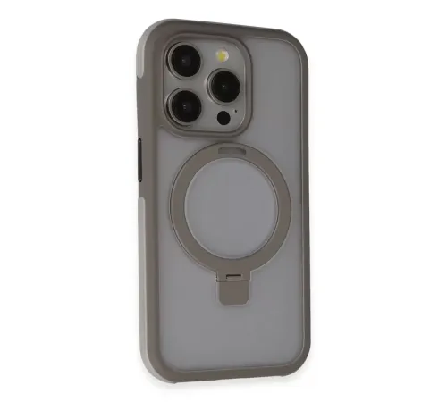 Apple iPhone 15 Pro Max Zorda Airbag Magsafe Standlı Kapak - Titan Gri