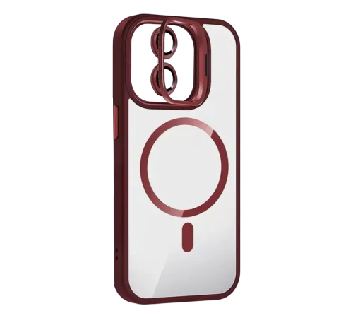 Apple iPhone 11 Remim Lensli Magsafe Standlı Kapak - Bordo