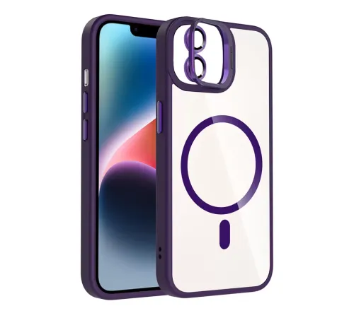 Apple iPhone 11 Remim Lensli Magsafe Standlı Kapak - Derin Mor