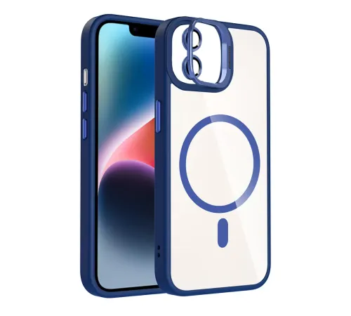 Apple iPhone 11 Remim Lensli Magsafe Standlı Kapak - Lacivert