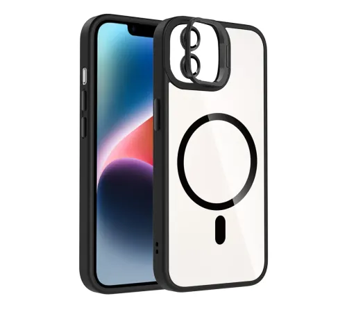 Apple iPhone 11 Remim Lensli Magsafe Standlı Kapak - Siyah