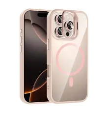 Apple iPhone 16 Pro Max Remim Lensli Magsafe Standlı Kapak - Pembe