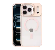 Apple iPhone 17 Pro Max Remim Lensli Magsafe Standlı Kapak - Pembe