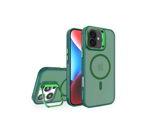 Apple iPhone 16 Flet Lens Magsafe Kapak - Koyu Yeşil