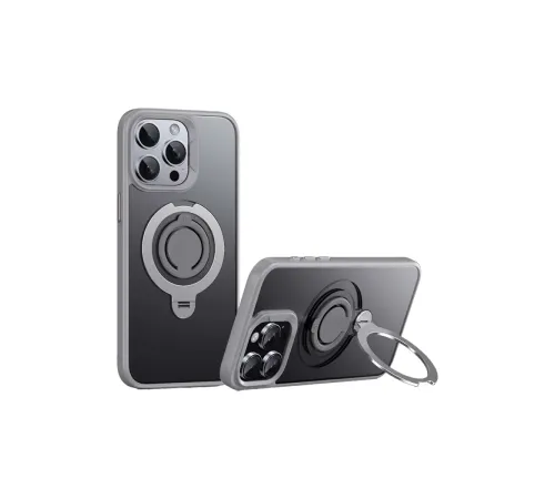 Apple iPhone 15 Pro Avatar 360 Dönen Magsafe Kapak - Titan Gri