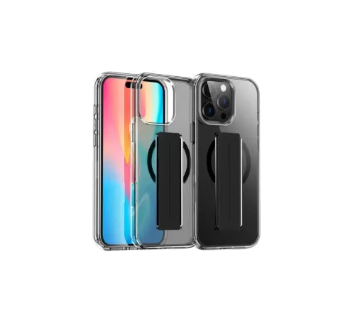 Apple iPhone 15 Pro Max Kılıf Alfa Magsafe Standlı Kapak - Siyah