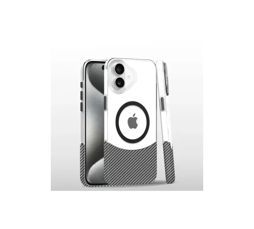 Apple iPhone 16 Carbon Puzzle Magsafe Kapak - Beyaz