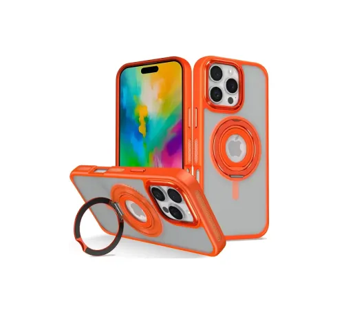Apple iPhone 16 Pro Max Banza Magsafe Standlı Kapak - Turuncu