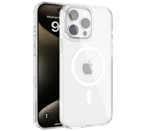 Apple iPhone 15 Pro Gleam PC Sert Magsafe Kılıf - Şeffaf