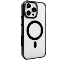 Apple iPhone 15 Pro Max Gleam PC Sert Magsafe Kılıf - Şeffaf-Siyah
