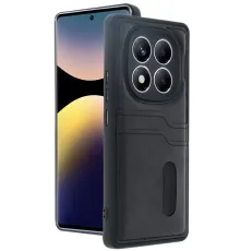 Redmi Note 14 Pro 4G Kılıf Sara Kartvizitli Deri Kılıf - Siyah
