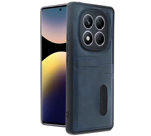 Redmi Note 14 Pro 4G Kılıf Sara Kartvizitli Deri Kılıf - Lacivert
