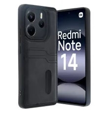 Redmi Note 14 4G Kılıf Sara Kartvizitli Deri Kılıf - Siyah