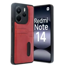 Redmi Note 14 4G Kılıf Sara Kartvizitli Deri Kılıf - Kırmızı