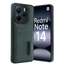 Redmi Note 14 4G Kılıf Sara Kartvizitli Deri Kılıf - Koyu Yeşil