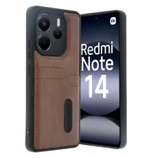 Redmi Note 14 4G Kılıf Sara Kartvizitli Deri Kılıf - Taba
