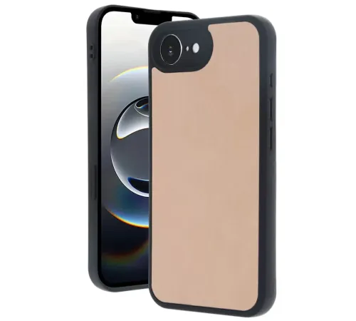 Apple iPhone 16E Kılıf Aras Deri Kapak - Pudra