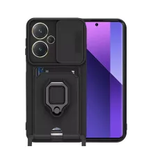 Redmi Note 13 Pro Plus Kılıf Zuma Kartvizitli Yüzüklü Silikon - Siyah