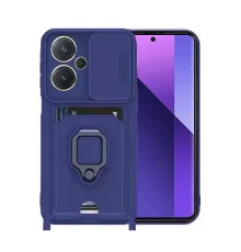 Redmi Note 13 Pro Plus Kılıf Zuma Kartvizitli Yüzüklü Silikon - Lacivert