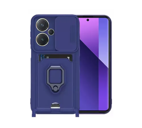 Redmi Note 13 Pro Plus Kılıf Zuma Kartvizitli Yüzüklü Silikon - Lacivert