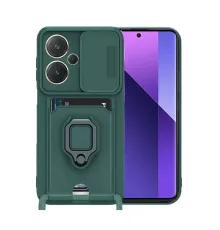 Redmi Note 13 Pro Plus Kılıf Zuma Kartvizitli Yüzüklü Silikon - Yeşil