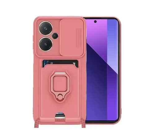 Redmi Note 13 Pro Plus Kılıf Zuma Kartvizitli Yüzüklü Silikon - Pembe