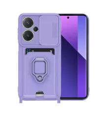 Redmi Note 13 Pro Plus Kılıf Zuma Kartvizitli Yüzüklü Silikon - Lila
