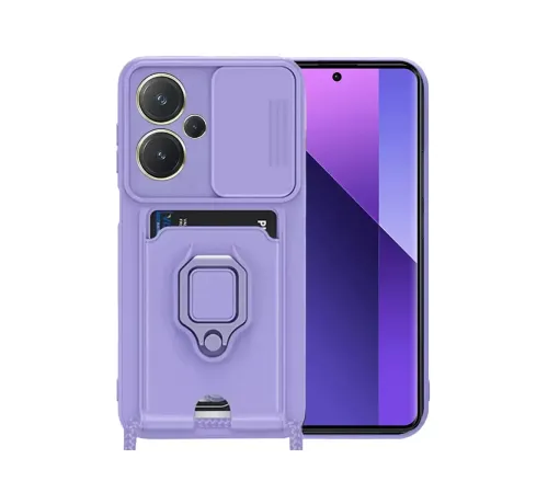 Redmi Note 13 Pro Plus Kılıf Zuma Kartvizitli Yüzüklü Silikon - Lila
