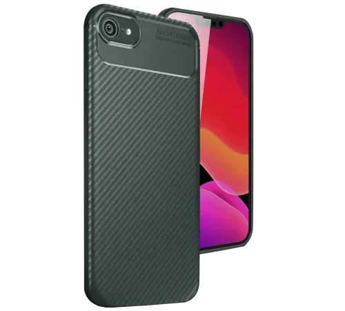 Apple iPhone 16E Kılıf Auto Focus Karbon Kapak - Koyu Yeşil