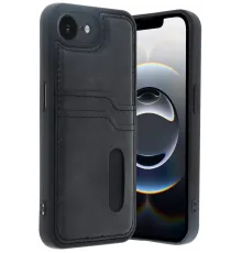 Apple iPhone 16E Kılıf Sara Kartvizitli Deri Kılıf - Siyah