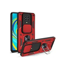 Redmi Note 9 Pro Kılıf Pars Lens Yüzüklü Silikon - Kırmızı