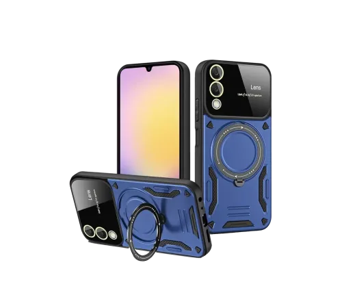 Samsung Galaxy S25 Edge Kılıf Joy Lens Standlı Kapak - Lacivert