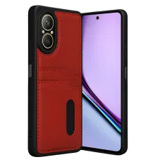 Realme 12 Lite Kılıf Sara Kartvizitli Deri Kılıf - Kırmızı