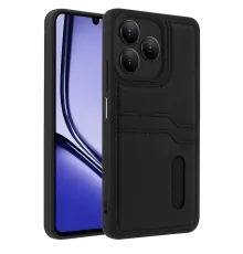 Realme Note 50 4G Kılıf Sara Kartvizitli Deri Kılıf - Siyah