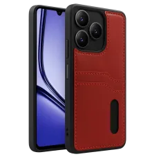Realme Note 50 4G Kılıf Sara Kartvizitli Deri Kılıf - Kırmızı