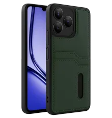 Realme Note 50 4G Kılıf Sara Kartvizitli Deri Kılıf - Koyu Yeşil