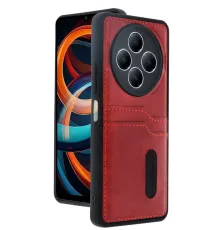 Redmi 14C Kılıf Sara Kartvizitli Deri Kılıf - Kırmızı