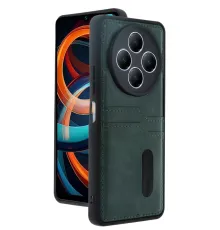 Redmi 14C Kılıf Sara Kartvizitli Deri Kılıf - Koyu Yeşil