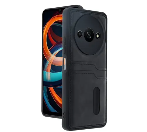Redmi A3 4G Kılıf Sara Kartvizitli Deri Kılıf - Siyah