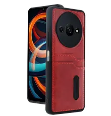 Redmi A3 4G Kılıf Sara Kartvizitli Deri Kılıf - Kırmızı