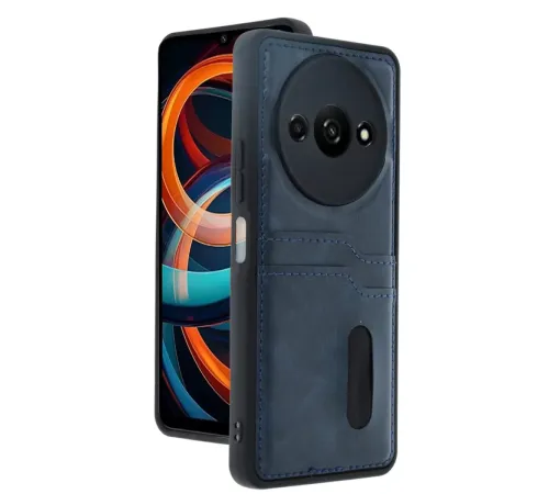 Redmi A3 4G Kılıf Sara Kartvizitli Deri Kılıf - Lacivert